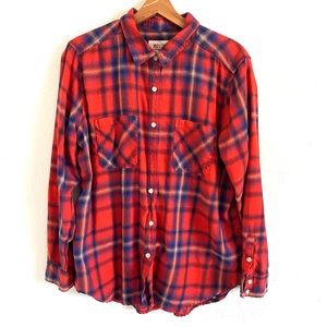 Mossimo Red Plaid Long Sleeve Button Down Shirt XL